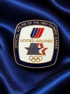 Vintage 1984 United Airlines LA Olympics Official Airline Enamel Pin Hat Tack